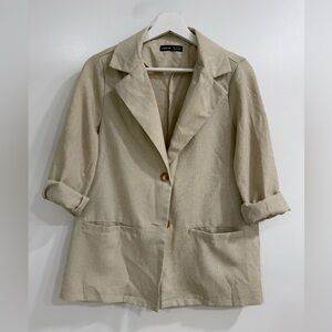 SHEIN Tan Blazer Relaxed Fit Short Sleeve